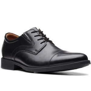Clarks Black Leather Oxford Shoes with Polished Finish